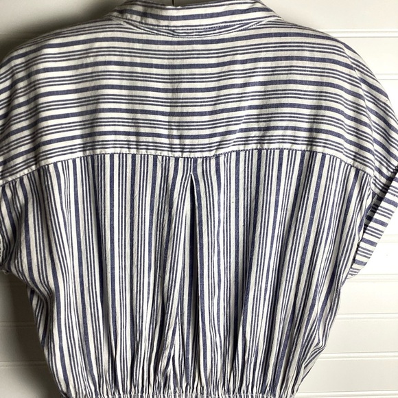 Japna 100% Cotton Striped Shirt Mini Dress Sz L sleeveless button Down Shirt - Picture 5 of 8